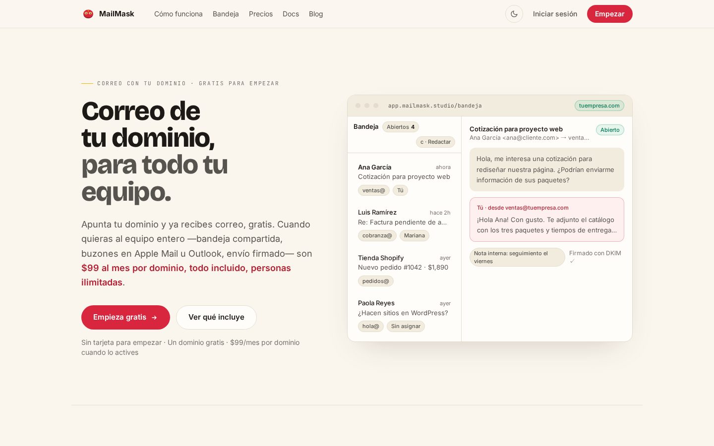 Captura de mailmask.studio